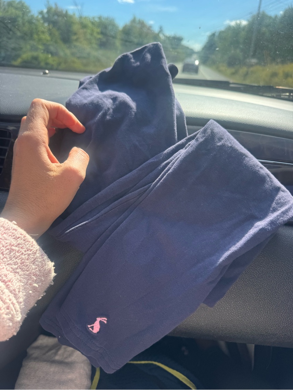 Joules girls leggings size 9-10 Navy Blue Bottoms with Pink Accent
